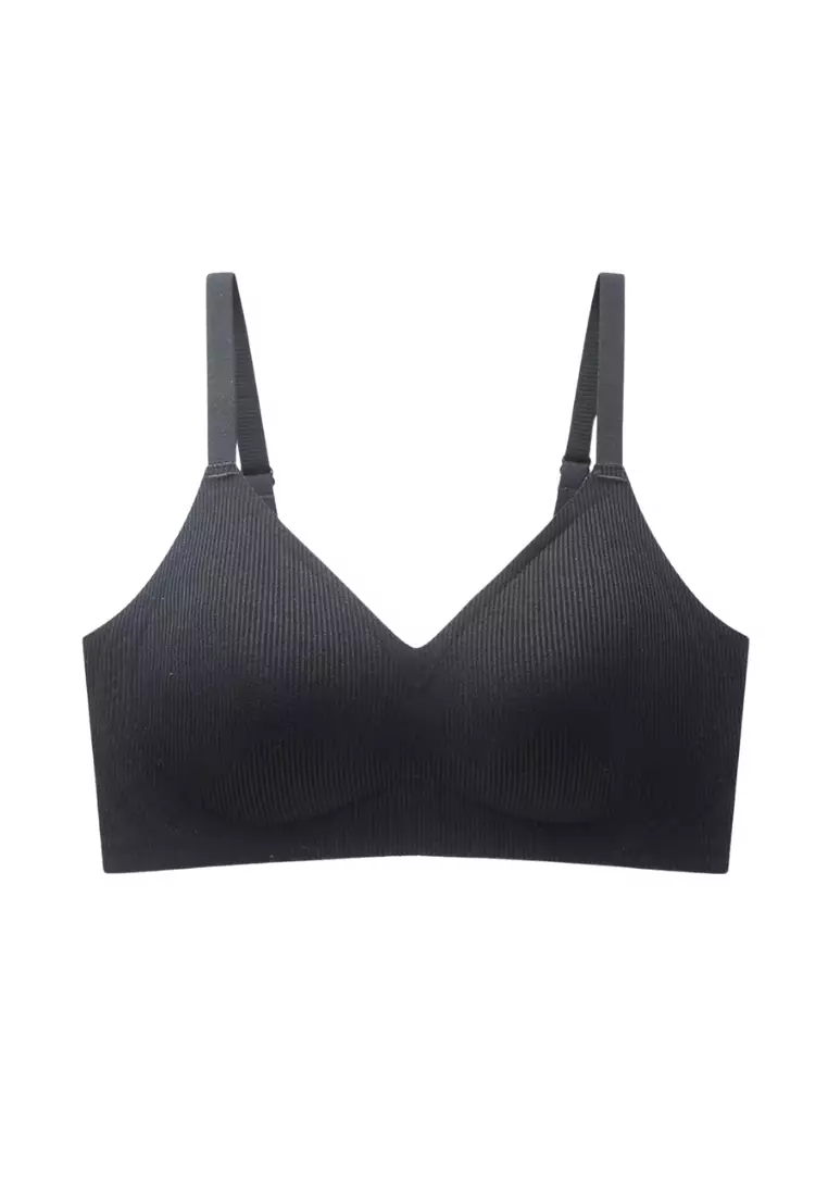 Premium Taylor Seamless Wireless Padded Support Bra in Black