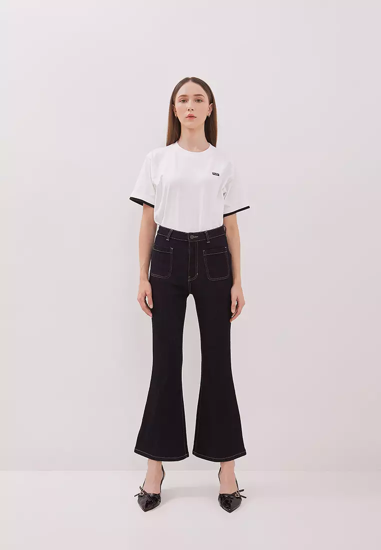 DUST Celana Bell Bottom Denim Laluna Dark Blue (D.3835)