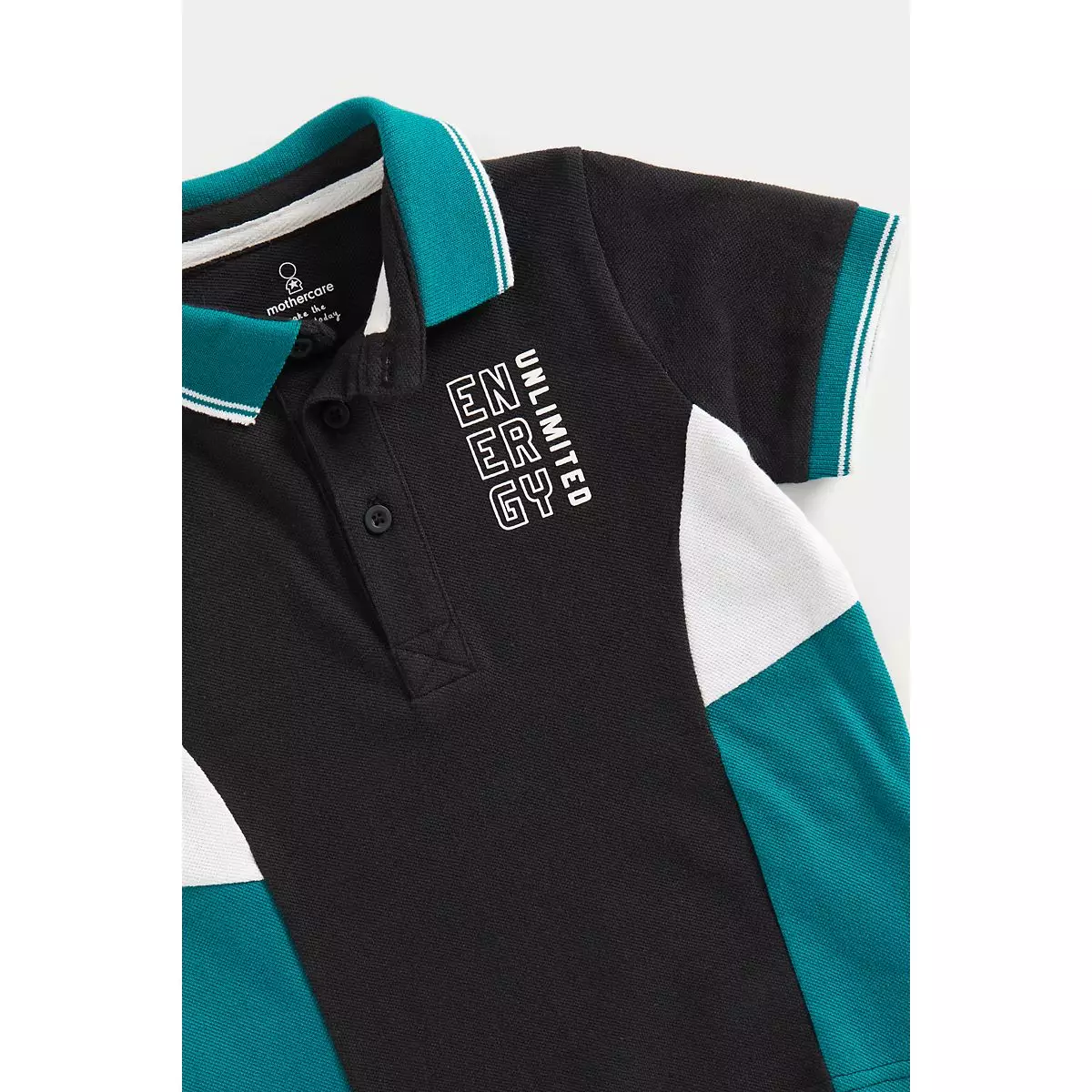 Mothercare Blocked Pique Polo Shirt - Kaos Polo Anak Laki-Laki (Hijau)
