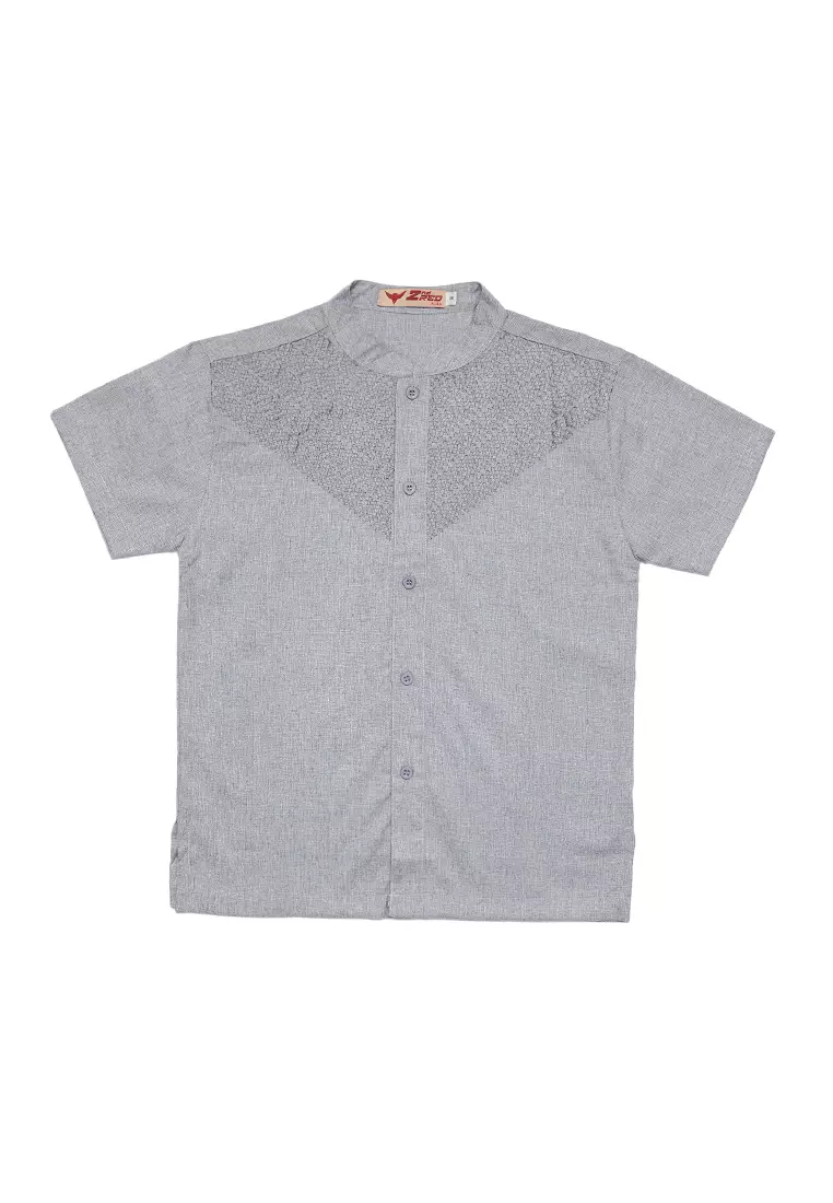 Baju Koko Anak Laki Bordir Arrow Gray Setelan - FOREVER
