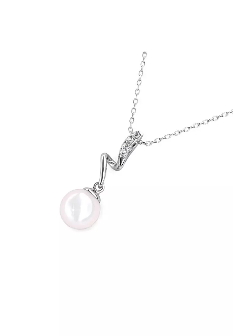 Waver Pearl Pendant WG - Kalung Crystal by Her Jewellery