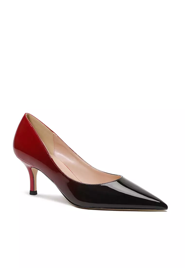 6CM Faux Patent Pointed Pumps Heels Shoes HZL262