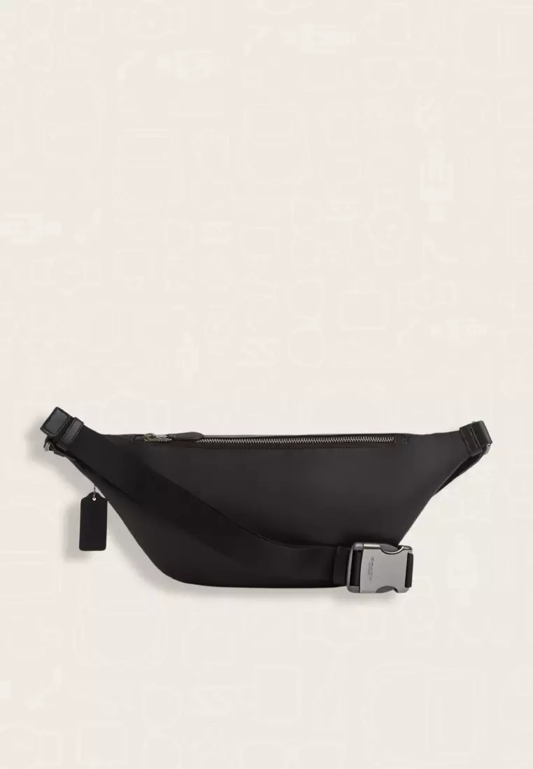 Coach Warren Belt Bag In Signature Canvas Charcoal Black