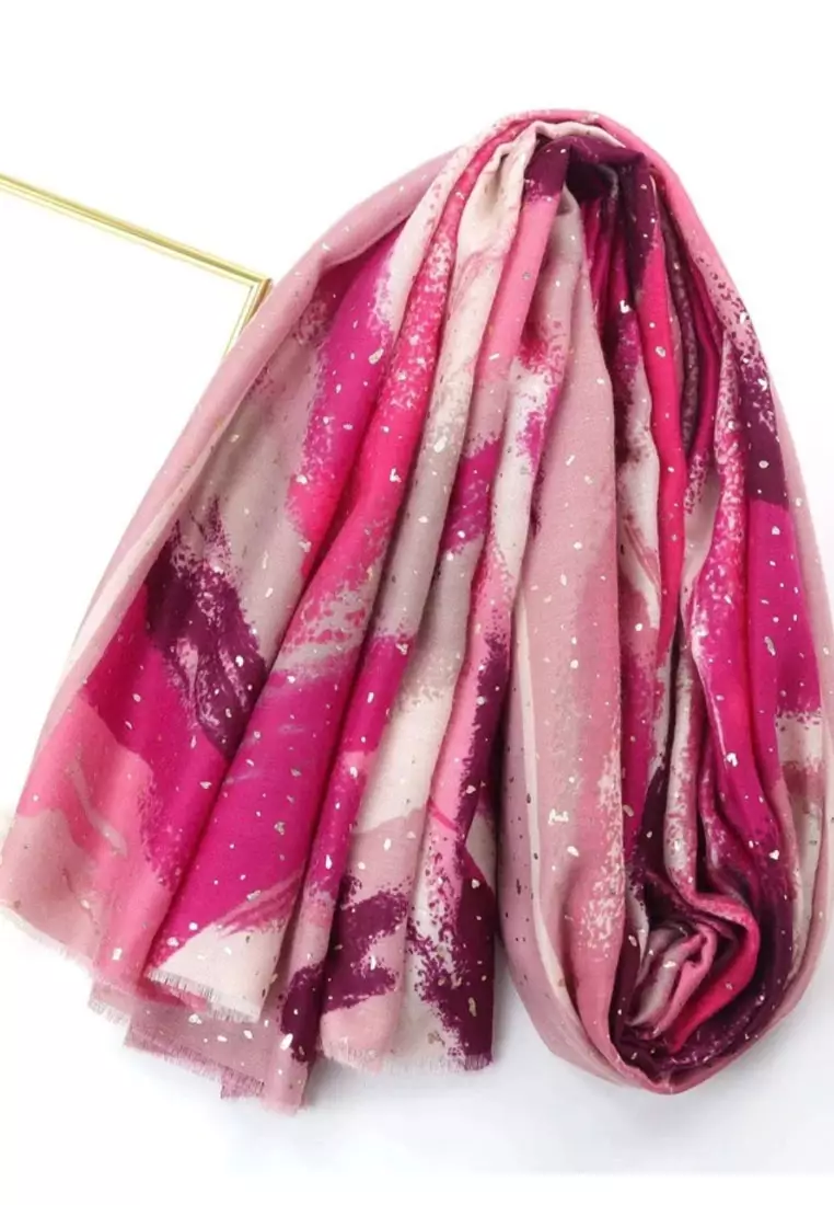 Aksesoris Wanita Syal Wanita Lurex Prada Viscose Pashmina Shawl Pink