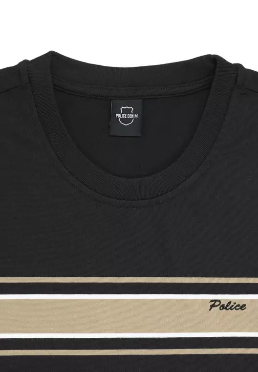 POLICE T-Shirt Salur Bordir Cotton Premium Pria