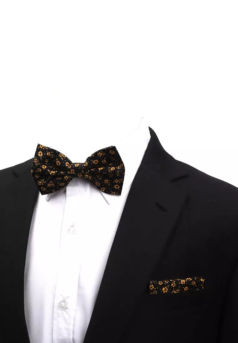 Dasi Kupu Bowtie Hitam Bunga A22