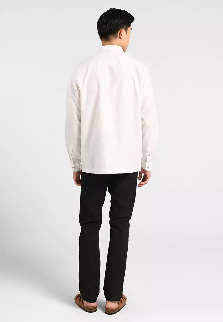 MANZONE X Adipati Dolken - Kemeja Koko Lengan Panjang Pria Khabib Comfort Fit - Grey Warna Grey