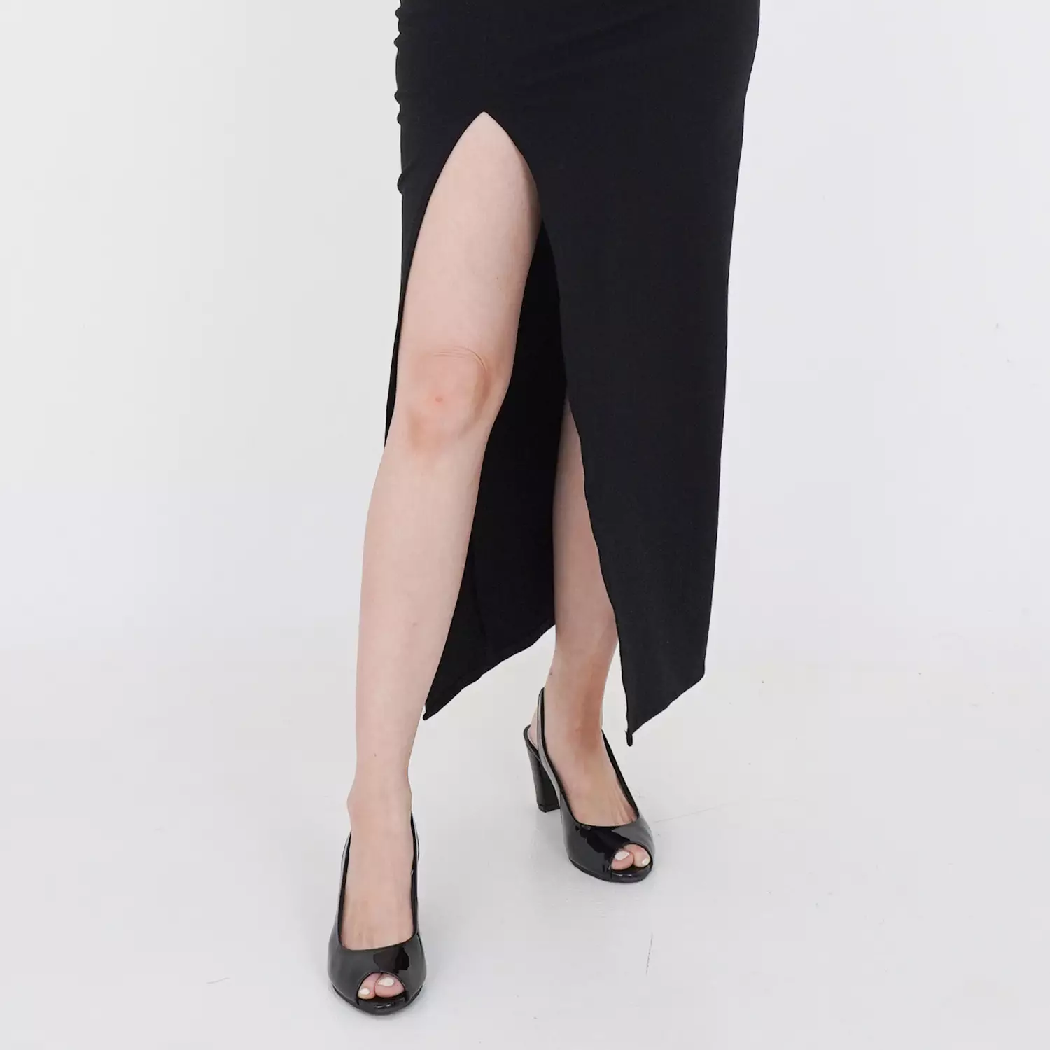 Pauline Sepatu Sandal Wanita Sling back block heels 7 cm - Black patent