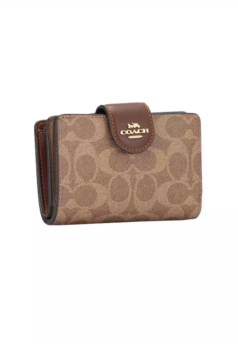 Medium Corner Zip Wallet In Signature Canvas Tan/Brown CW786