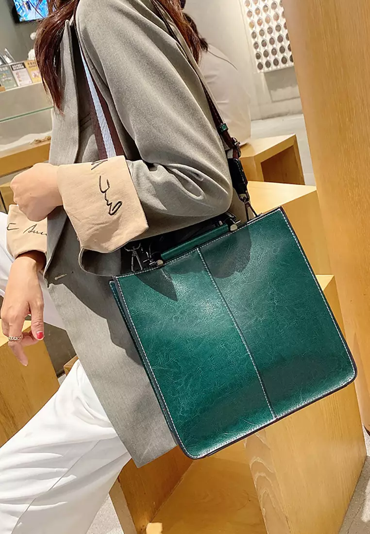 Women's Retro Cowhide Leather Shoulder Bags Tote Bags