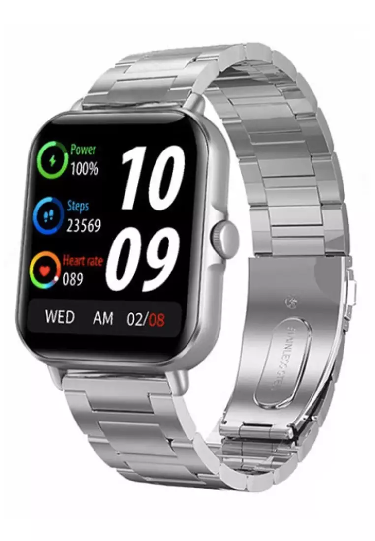 Unisex IOS/Android SmartWatch with Steel Bracelet + Free Black Rubber Strap