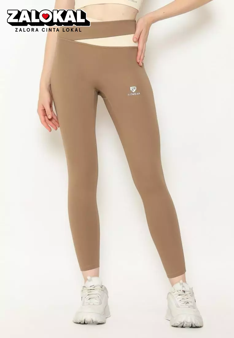 Fitwear - Legging Panjang Olahraga Wanita 2TONE MINJI SEAMLESS -  CARAMEL PJ