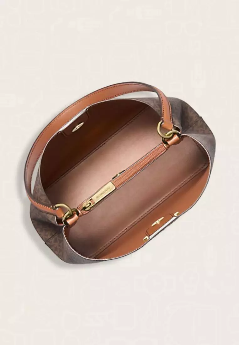 Michael Kors Pratt Medium Signature Logo Shoulder Bag Brown