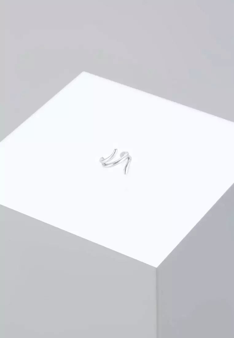 Anting Perhiasan Perak 925 Wanita Earcuff Curved Geo Basic