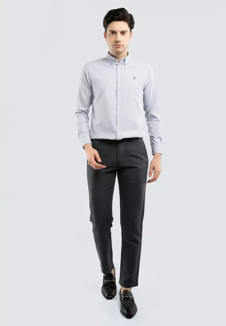 Polo Haus - Men’s Cotton Mix Regular Fit Flat Front Cotton Pant