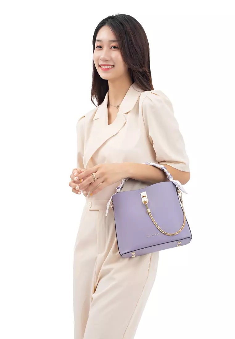 Women's Chain Top Handle Bag / Sling Bag / Crossbody Bag / Shoulder Bag (Tas Selempang Wanita / Tas Tangan Wanita / Tas Bahu Wanita) - Ungu