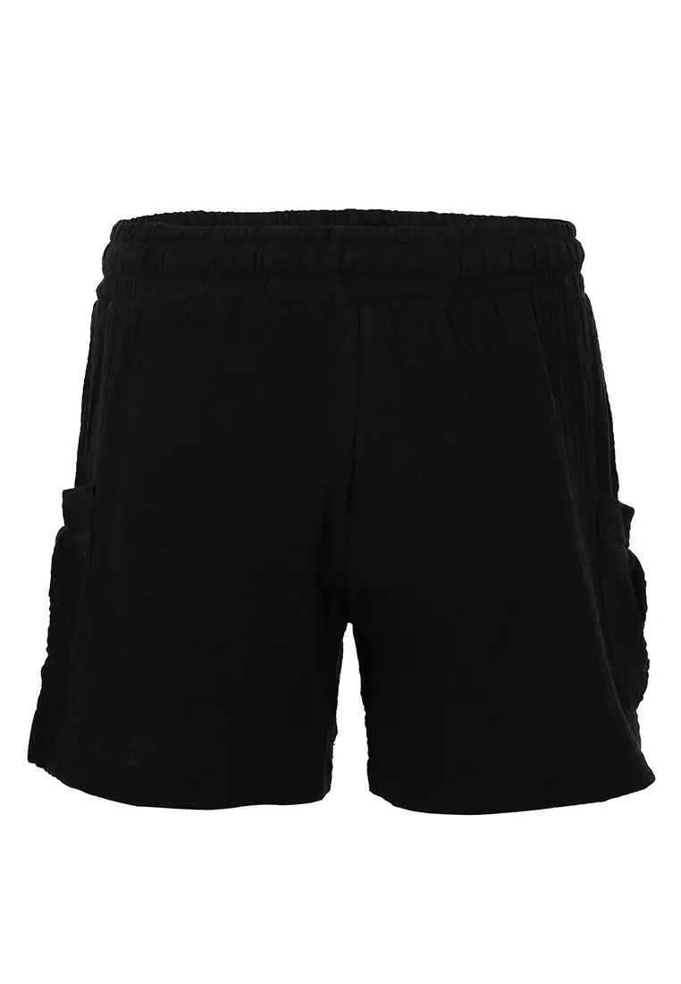 Celana Pendek Serut Musim Panas Hitam Keren