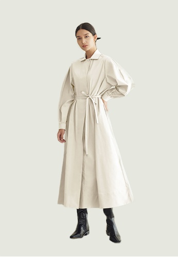 TAV white [Korean Designer Brand] Cotton Button Down Long Dress - Ivory 7CABEAA4177CE6GS_1