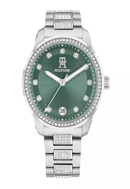 Women's Stainless Steel Bracelet and Green Dial Quartz Watch - TH1782759