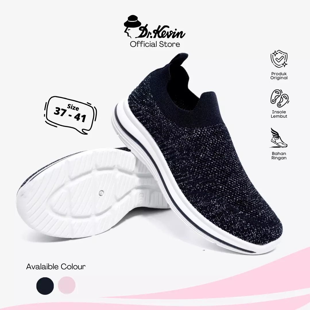 Dr. Kevin Sepatu Olahraga Sport Wanita Sneakers Rajut Slip On 589-087
