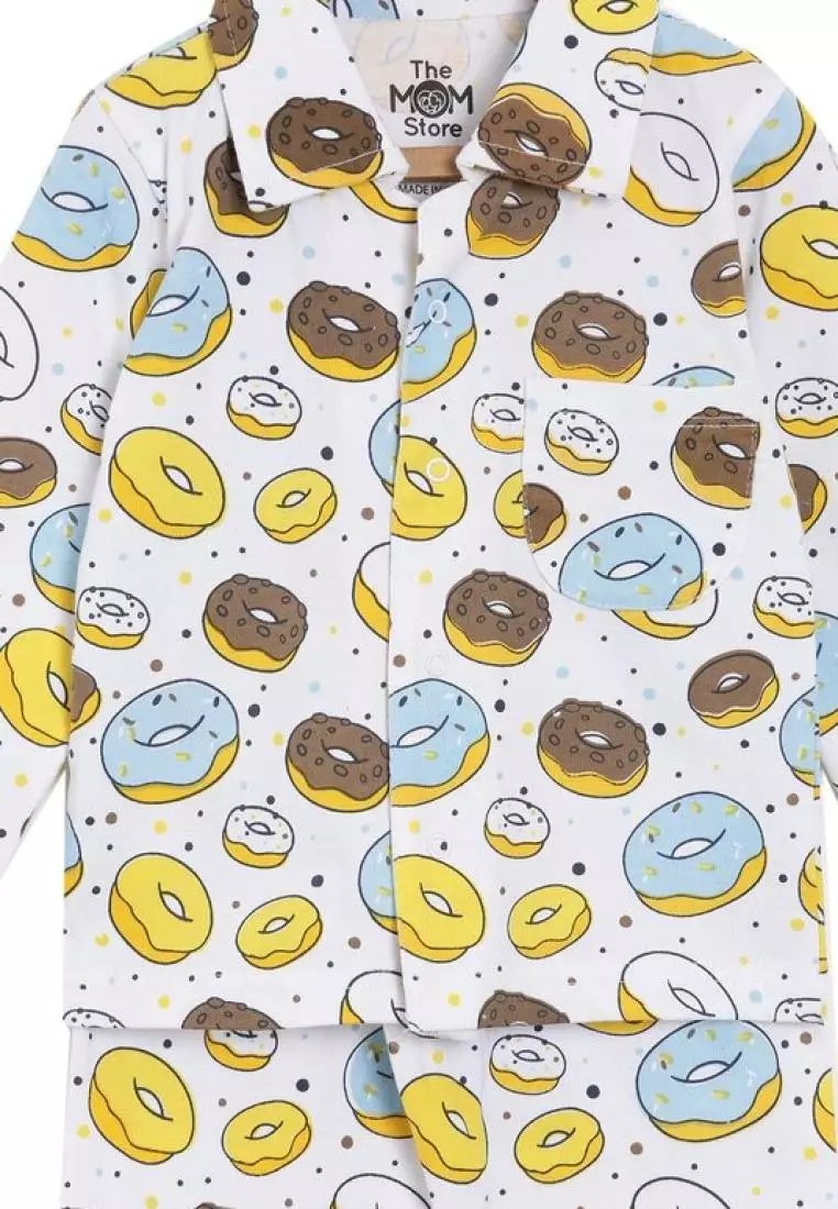 The Mom Store Kids Pajama Set Pack Of 2 My Smoothie & Sweet like a Doughnut - Multicolor