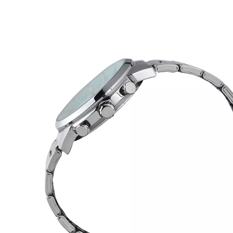 Jam Tangan Pria Casio General MTP-E510D-2AVDF Chronograph Men Baby Blue Dial Stainless Steel Band