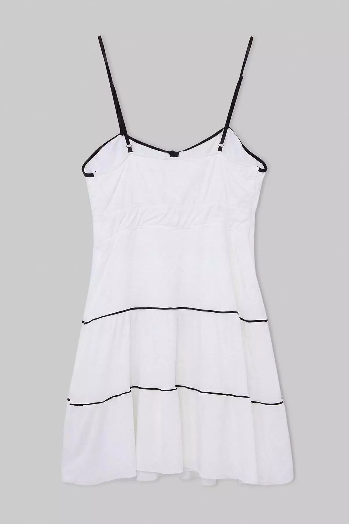 White Lined Thin Strap Piping Detailed Knitted Plus Size Dress