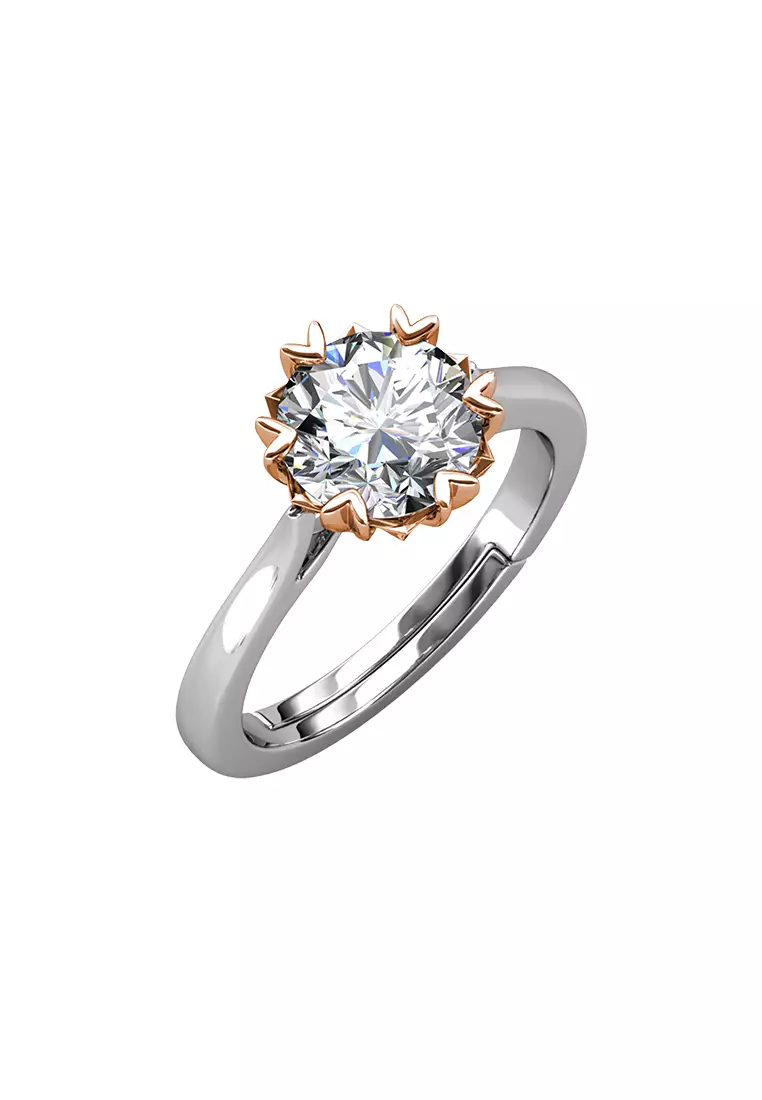 Berlian Moissanite Le Fond Ring Rose Gold White [GRA CERTIFICATE MOISSANITE DIAMOND] - Cincin 1carat Moissanite Diamond 925 Silver Celesta by Her Jewellery