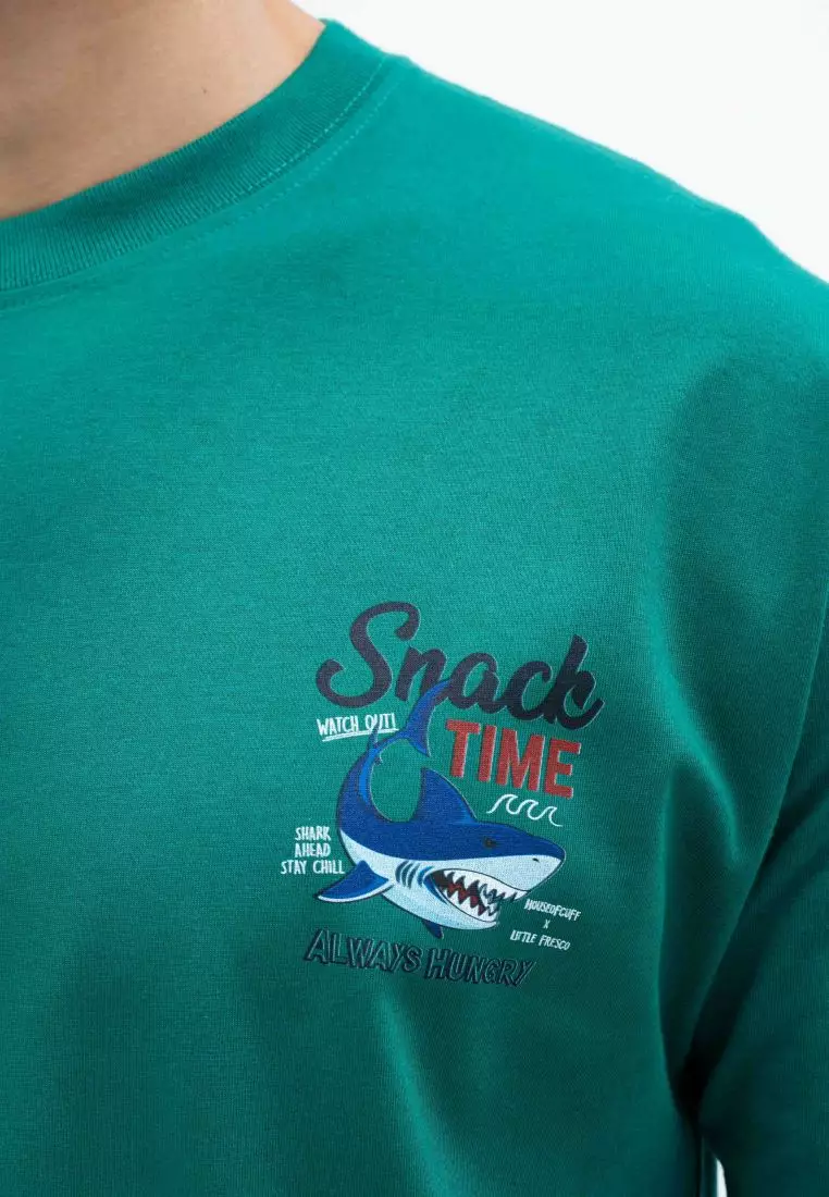 Houseofcuff T-shirt Kaos Motif Snack Time Pendek Turquoise Size S-4XL