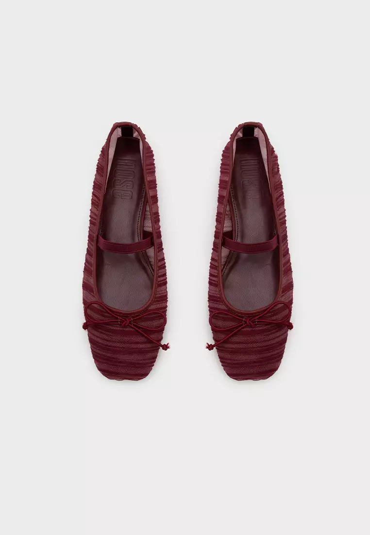 MESH PLEATED BALLET FLATS
