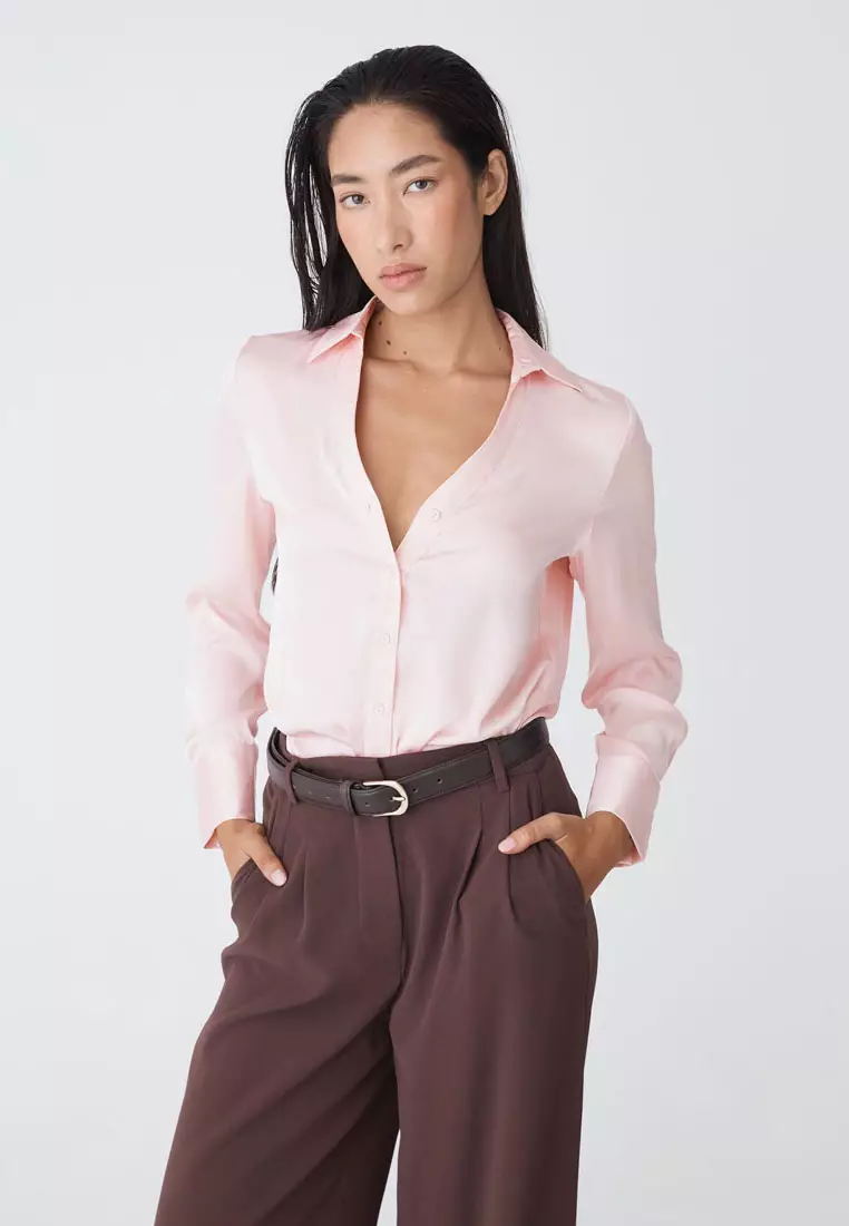 Lila V-Neck Satin Blouse