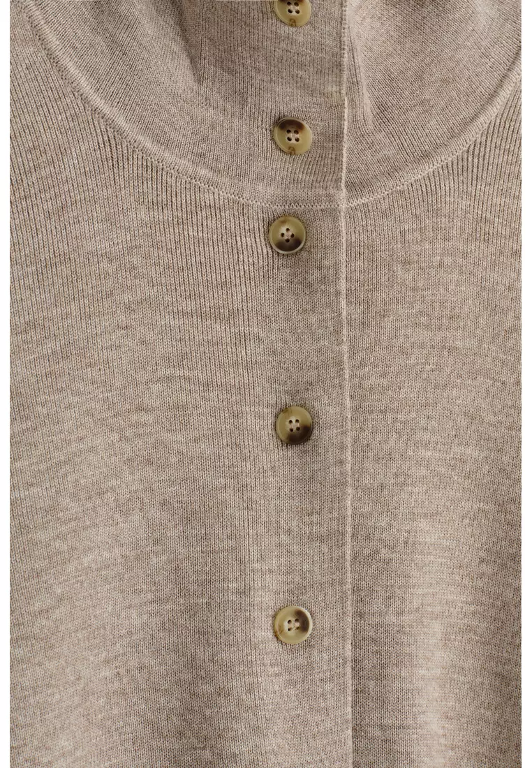 MERINO WOOL FUNNEL-NECK CARDIGAN