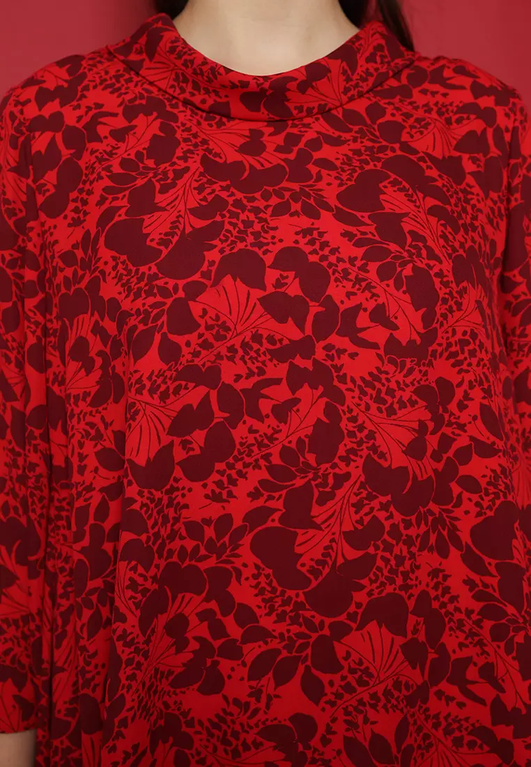 Floral Draffery Blouse In Red By Brilliant Girl Warna MERAH