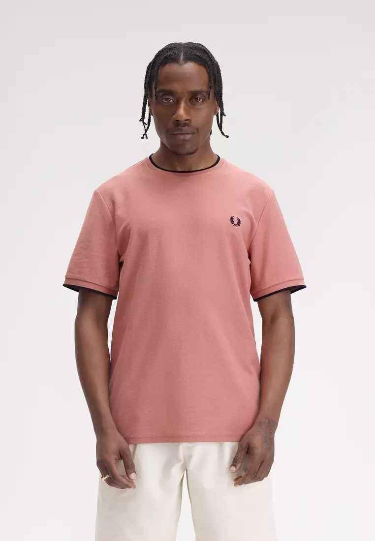 Buy Fred Perry Fred Perry M8585 Crepe Pique T-Shirt (Putty