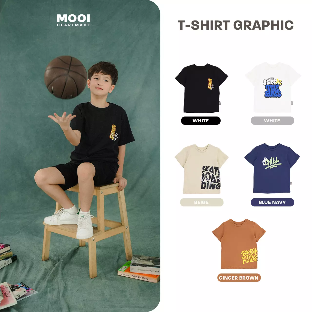 Mooi Kaos Anak Unisex T-shirt Graphic - Ginger Brown