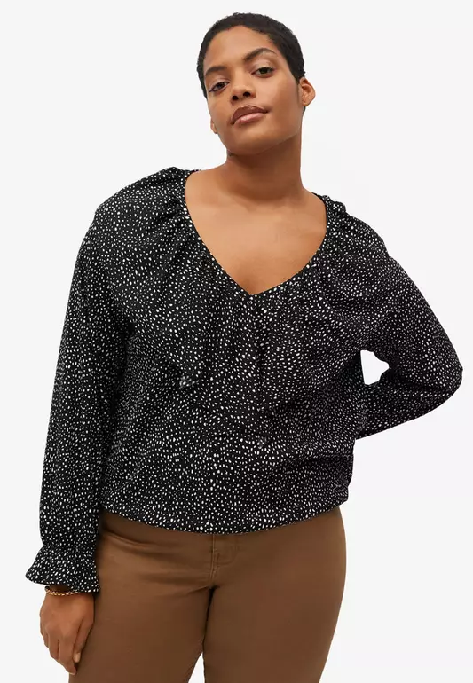 Plus Size Ruffled Printed Top