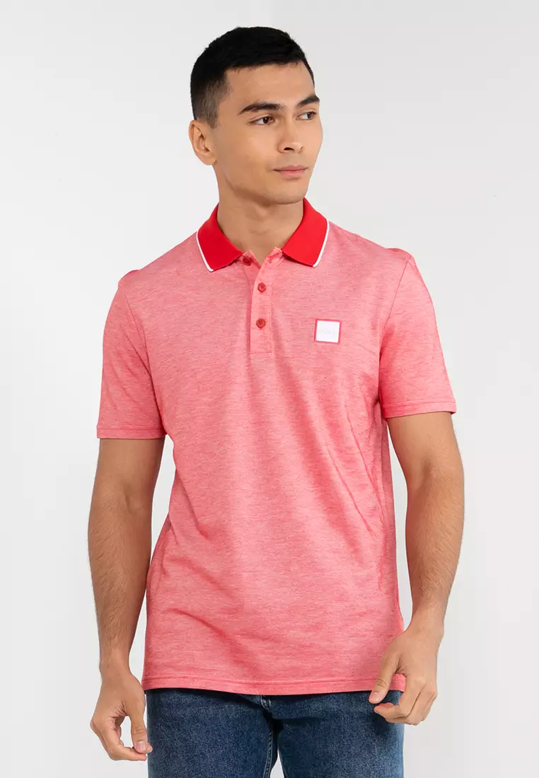 BOSS - Cotton polo shirt with logo badge