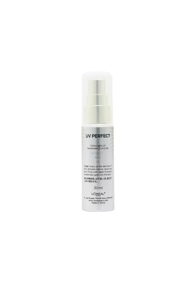 LOreal SPF50+ PA+++ UV Perfect Ultra Light UV Sunscreen [H.A.] Gel 30ml 30ml