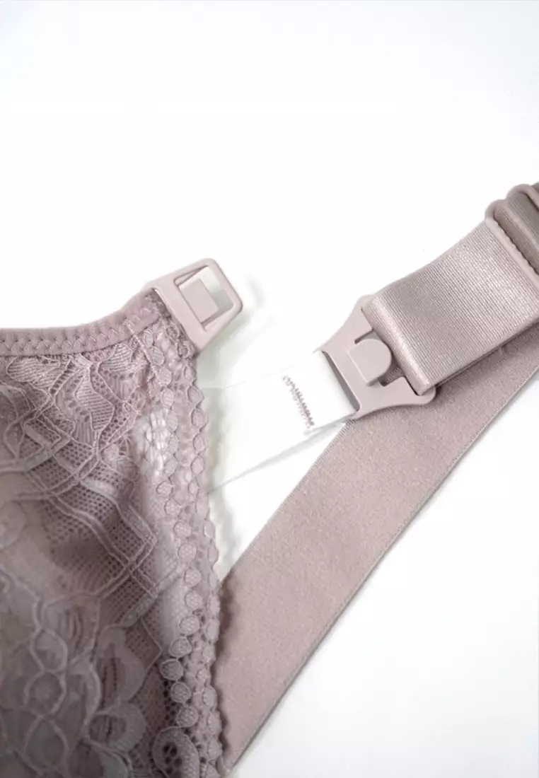 Mauve Plus Size Lace Nursing Bra