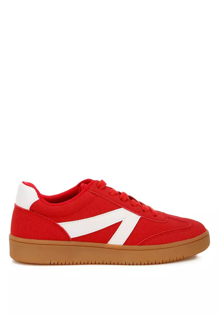 Discount on London Rag  shoes - SKU: Contrasting Patchwork Chunky Sneakers in Red