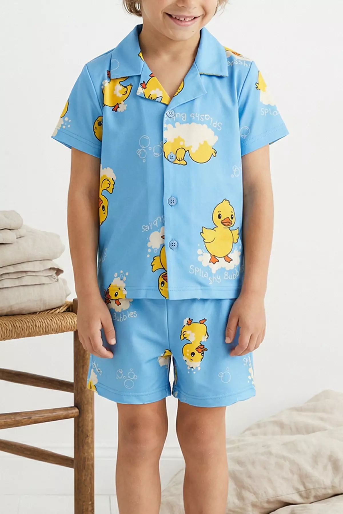 Jual Trendyol Blue Patterned Unisex Kids Knitted Pajamas Set ...
