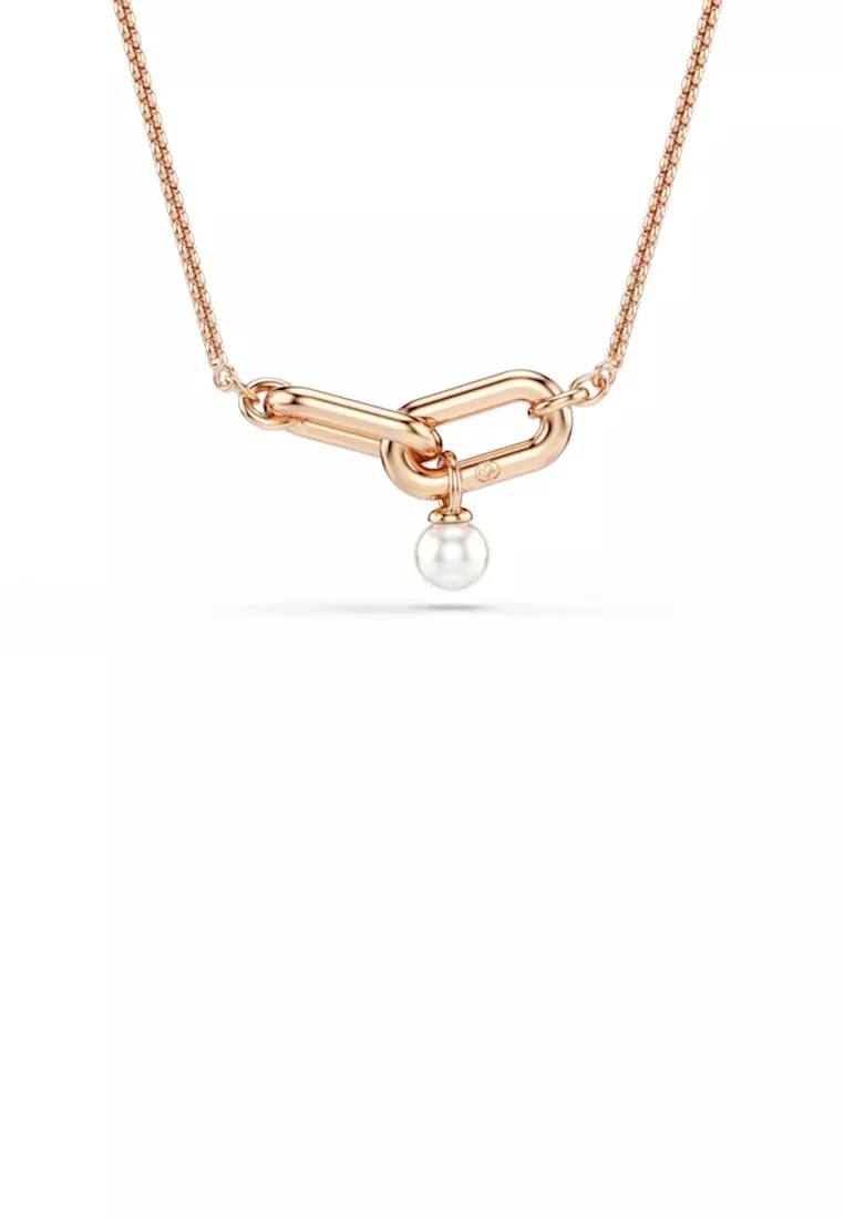 Constella Pendant, Crystal Pearl, Round Cut, White, Rose Gold-Tone Plated