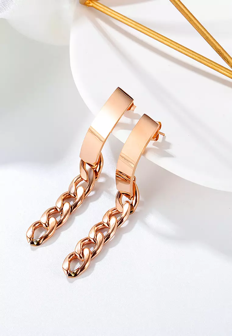 Royal Chain Stud Earrings in Rose Gold