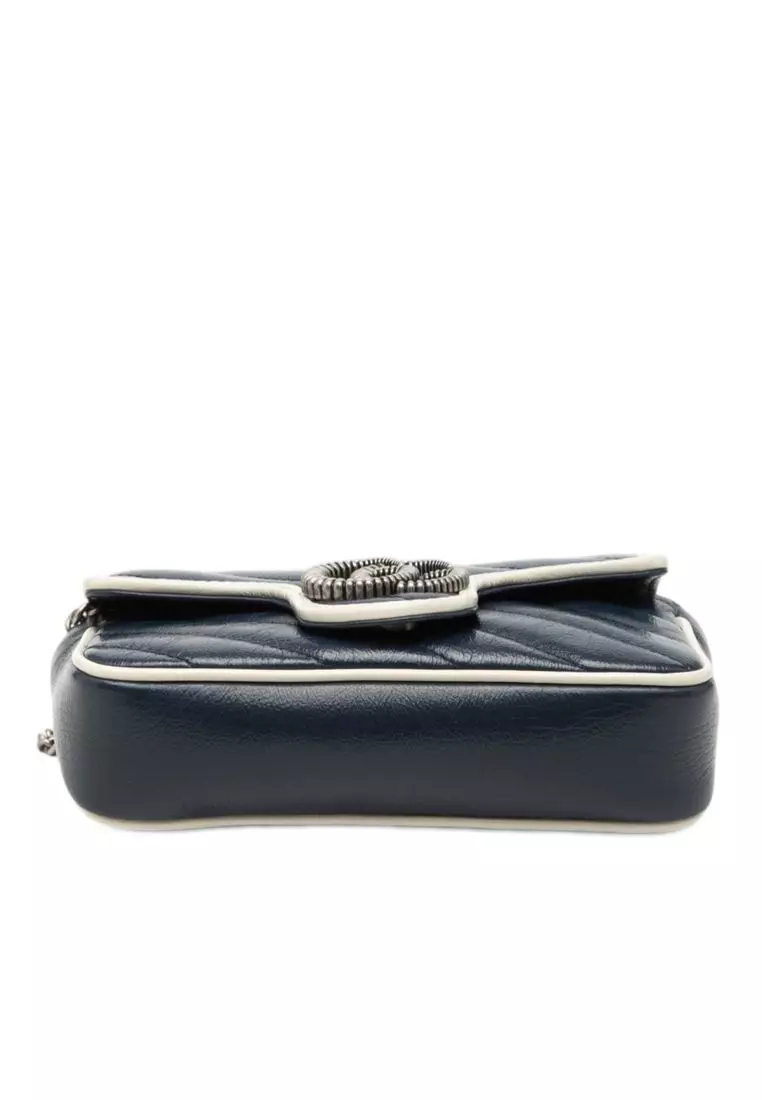 Pre-Loved Gucci Super Mini Gg Marmont Matelasse Leather Torchon Flap Crossbody