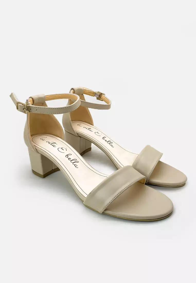 Chloe Ankle Strap Sandal Block Heels Vegan Leather