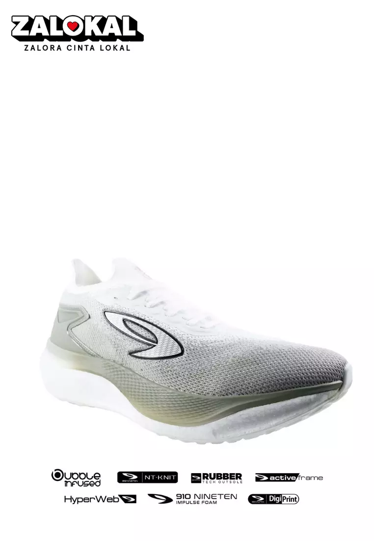 910 Nineten Haze Infiknit V2 Sepatu Lari - PUTIH/ABU