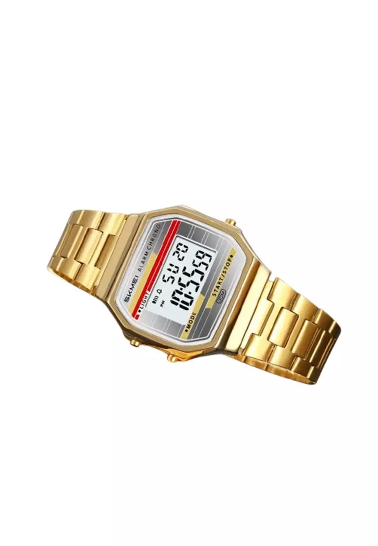Jam Tangan Pria Digital 2514 Tali Stainless Tahan air - Gold