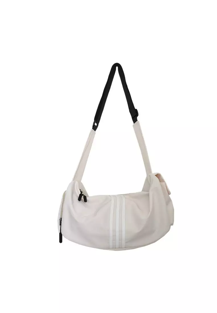 Nylon Duffel Shoulder Gym Swim Travel Bag  26x40x20cm – White