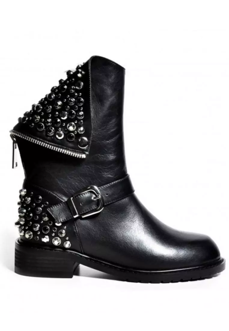 Discount on Sunnydaysweety  shoes - SKU: Easy Match Amphibole Black Boots Ca010605.