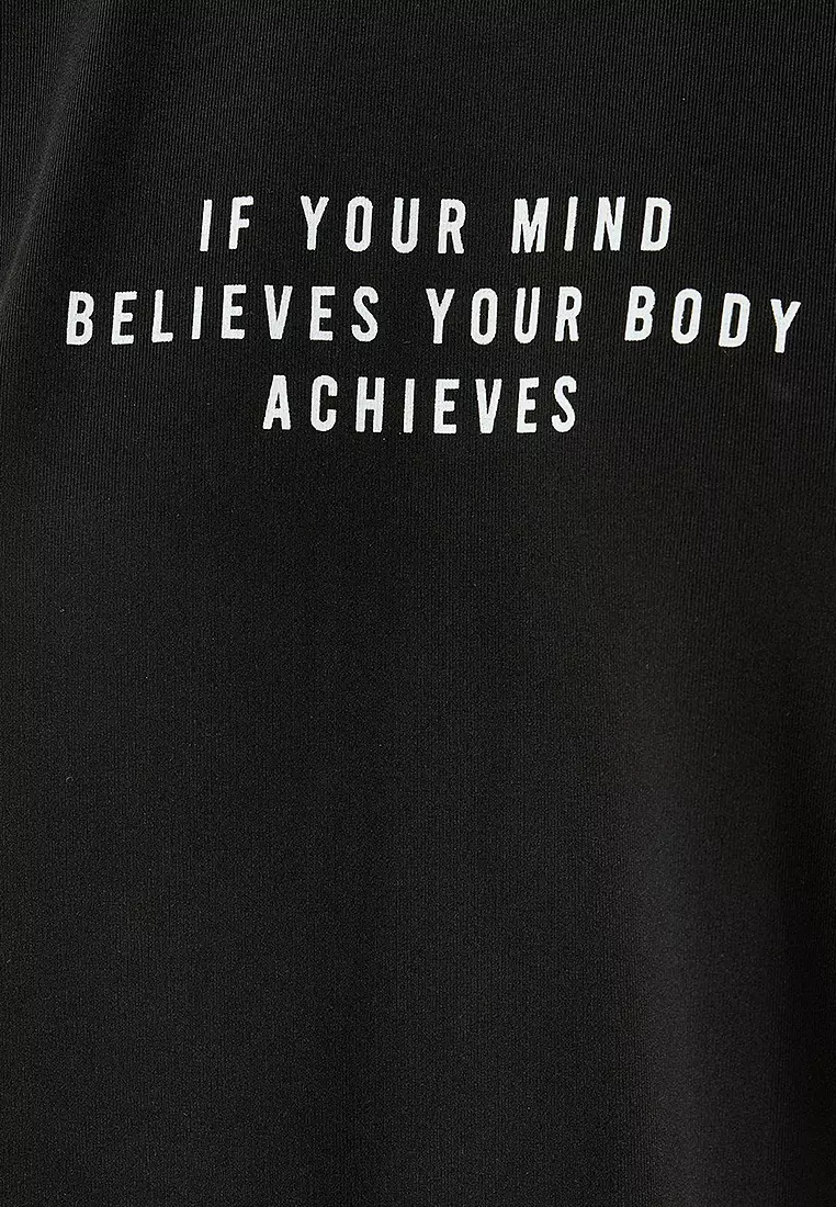 Slogan Printed Comfortable Fit Sports T-Shirt